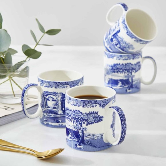 Spode Blue Italian Collection 9 Oz Mugs | Set of 4 Cups ( new with box) - Picture 4 of 8